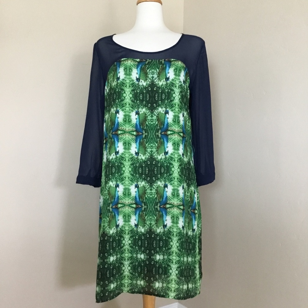 Anthropologie Maeve Eton Peacock Dress Size L